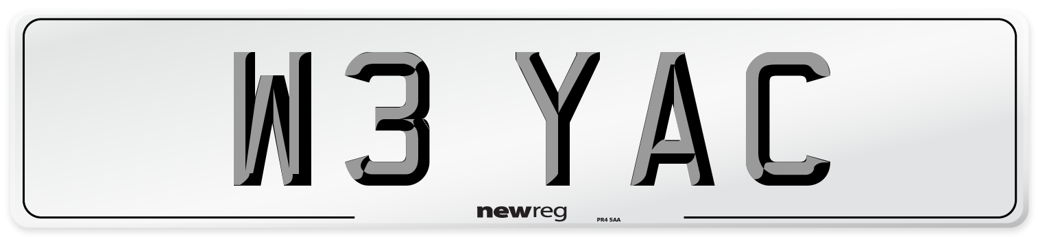 W3 YAC Number Plate from New Reg